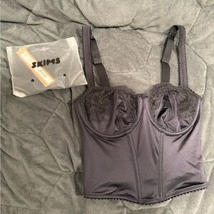 SKIMS Black Lace Bustier Corset Top XS